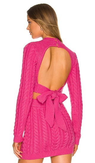 Etienne Cropped Cable Knit in Pink | Revolve Clothing (Global)