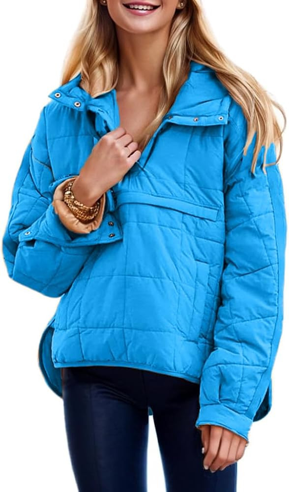 QIBABU Womens Oversized Hooded Puffer Jacket Lightweight Pullover Hoodies Quilted Dolman Long Sle... | Amazon (US)