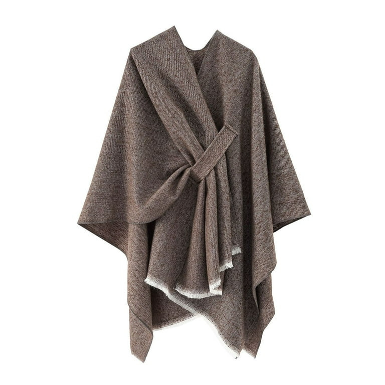 ASEIDFNSA Elegant Womens Solid Front Cotton Linen Poncho Sweater Wrap Topper Knitted Shawls Cape ... | Walmart (US)