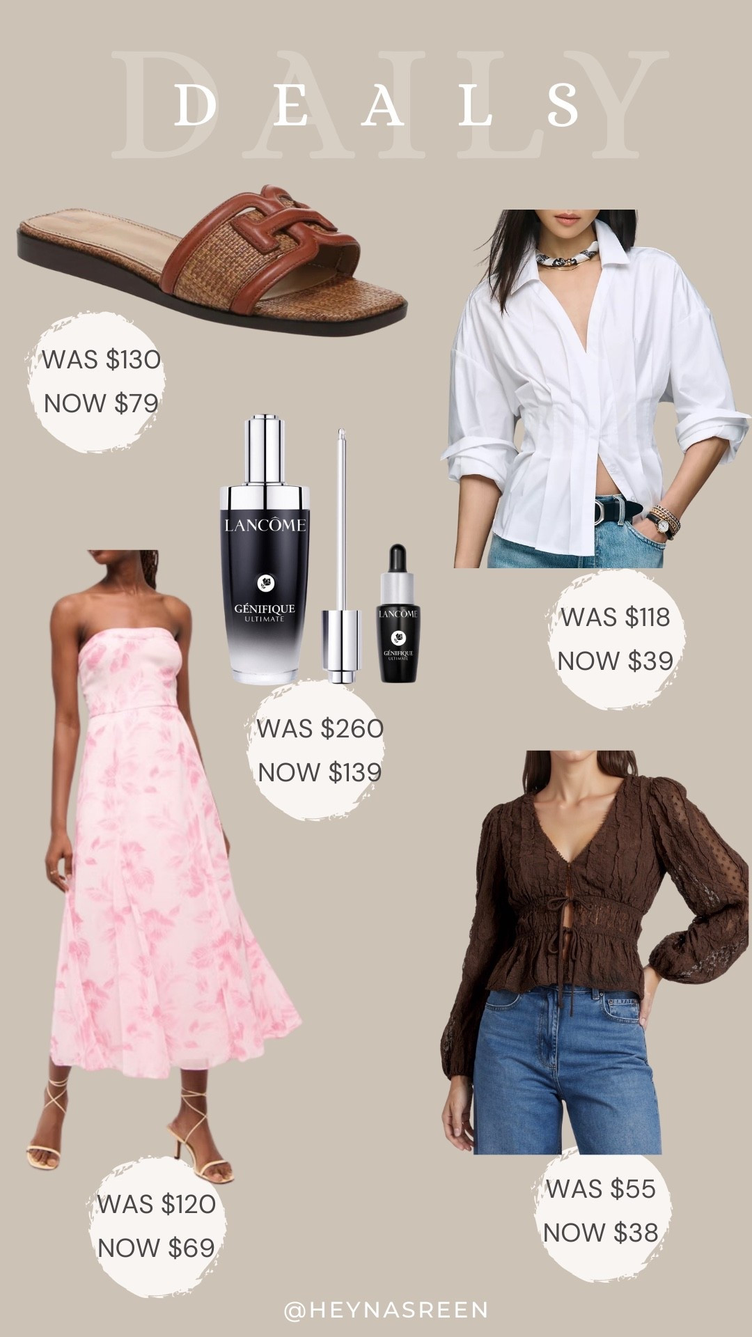 Daily deals on Sam Edelman sandals, Anthropologie shirt, Lancôme Génifique serum, Abercrombie dress, Nordstrom shirt 
