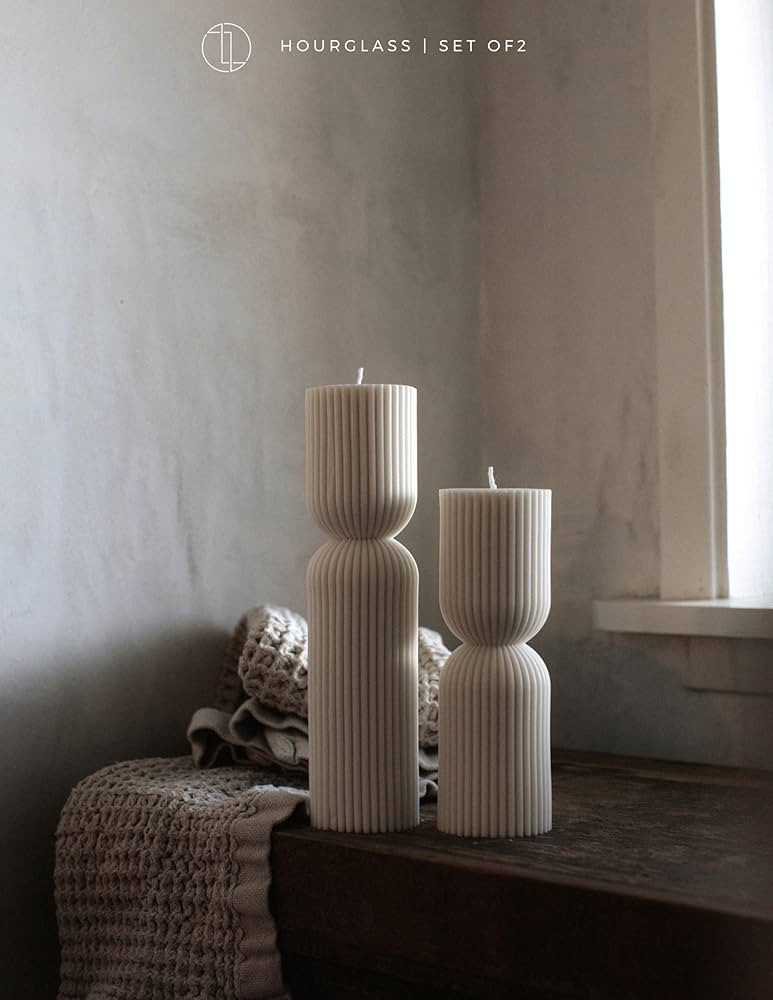 LAWA Hourglass Pillar Candle - Large Beautiful Handmade Pillar Scented Soy Wax Candle Elegant Bub... | Amazon (US)