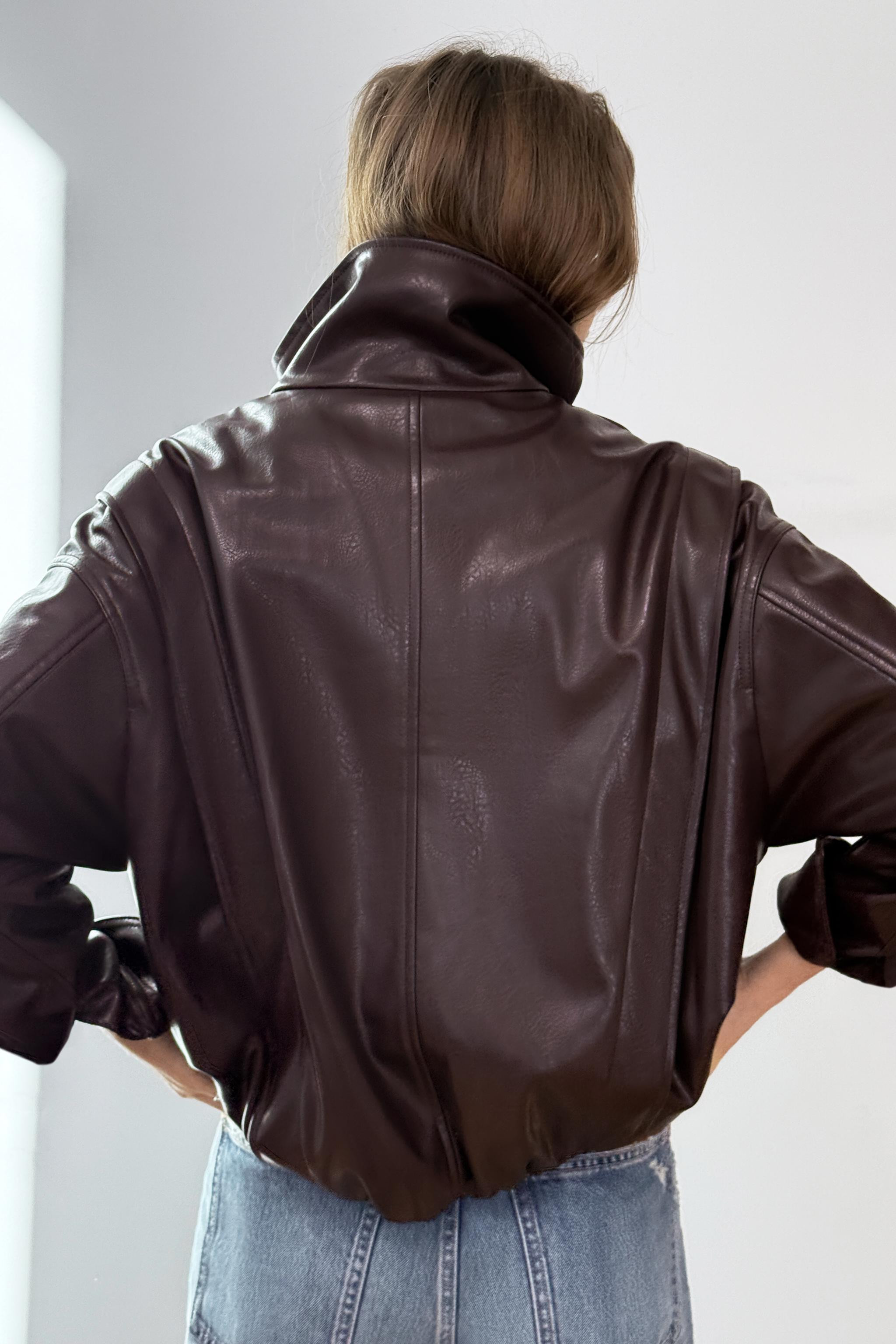 FAUX LEATHER PLEATED JACKET | Zara US