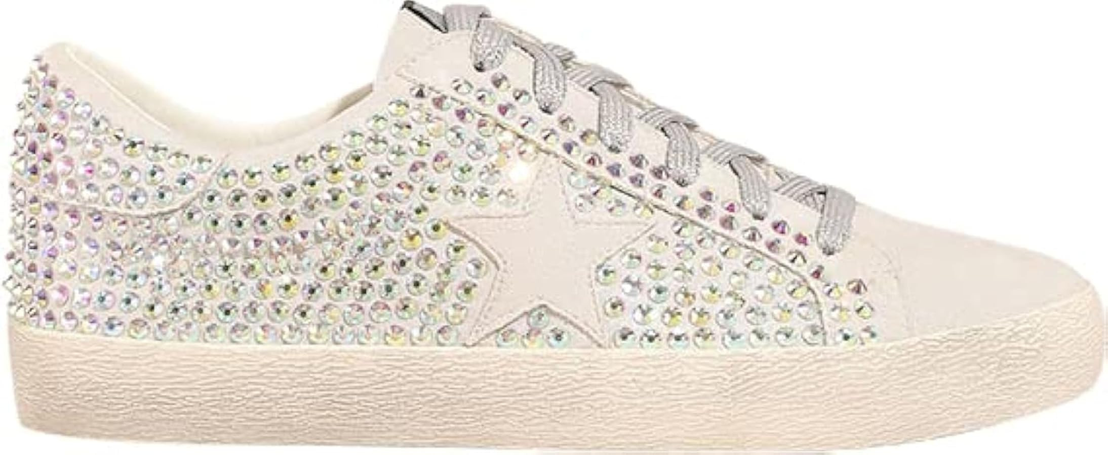 Mi.iM Joann Rubber Sole Lace-up Rhinestone Suede Star Sneakers | Amazon (US)
