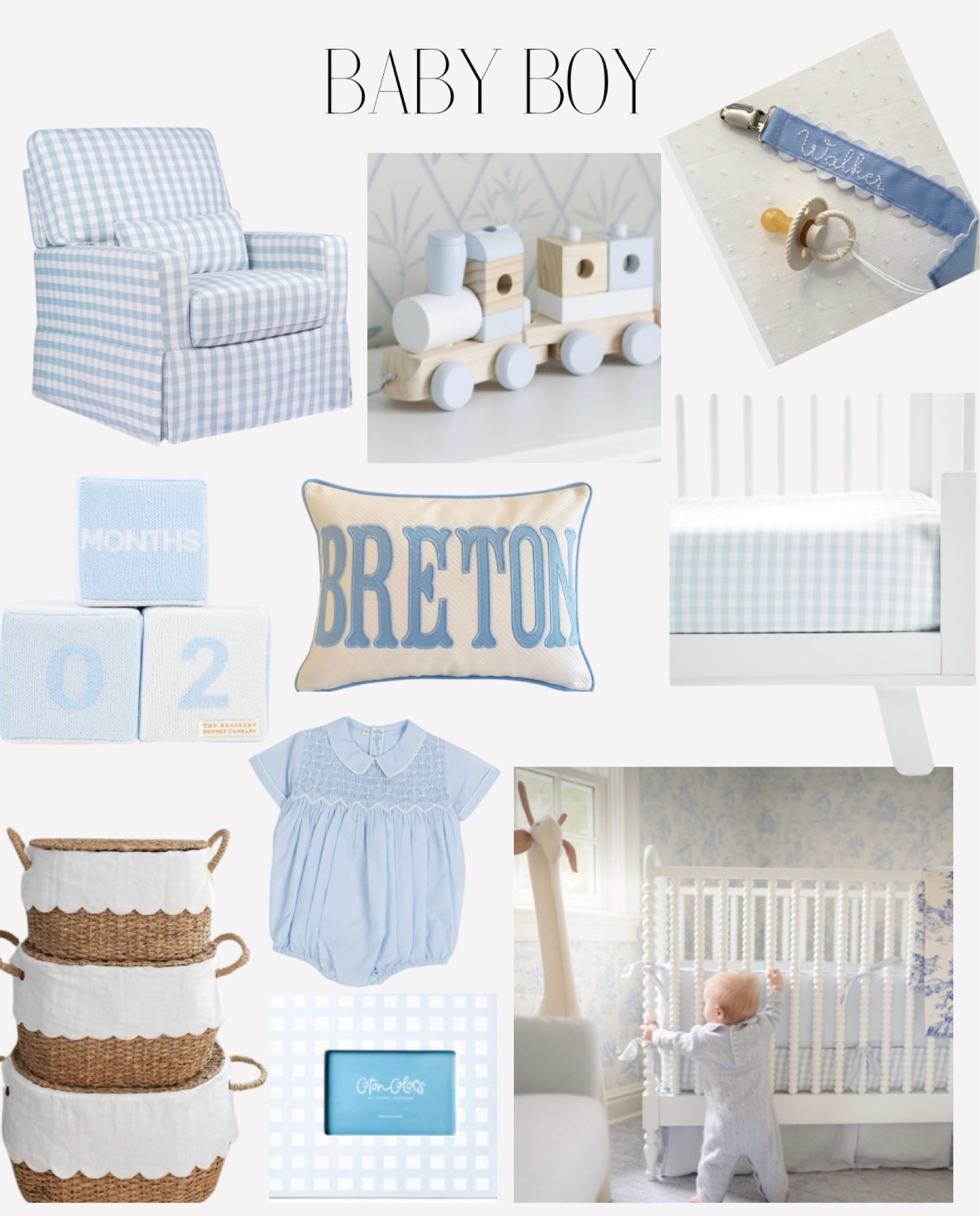 Grandmillennial baby boys nursery 🤍 
Classic boys nursery 
Traditional boys nursery 
Toile /Gingham 

#LTKbaby #LTKbump #LTKhome