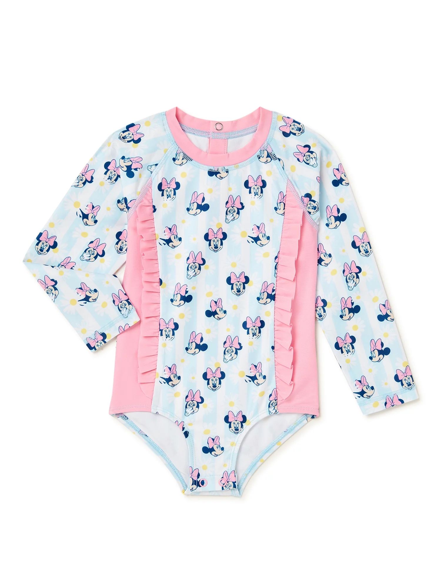 Minnie Mouse Baby and Toddler Girl One-Piece Rash Guard Swimsuit, Sizes 12M-5T | Walmart (US)