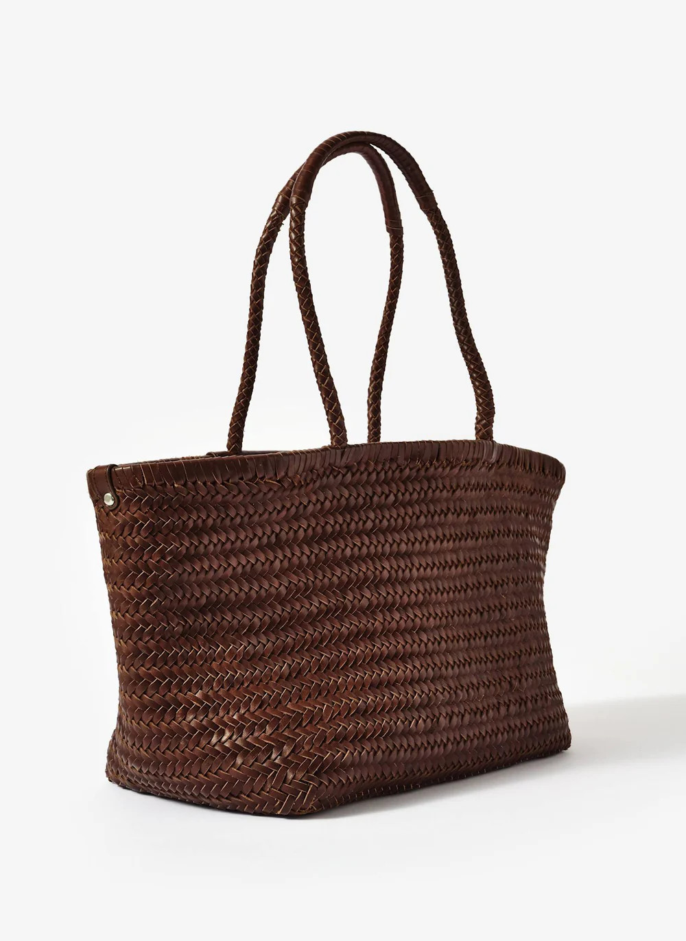 Rae Brown Leather Woven Tote Bag | Mint Velvet