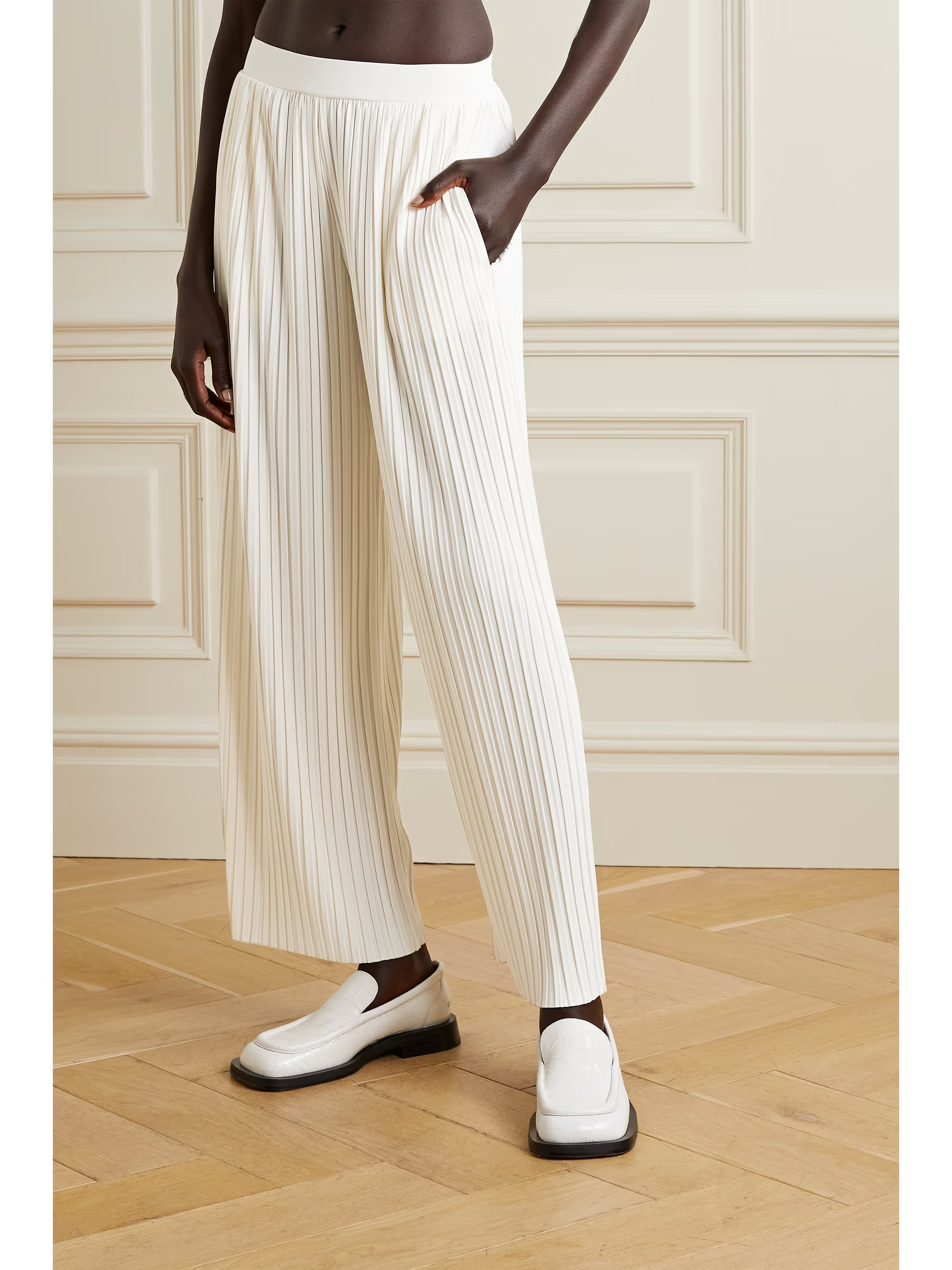 Cacio pleated jersey wide-leg pants | NET-A-PORTER (US)