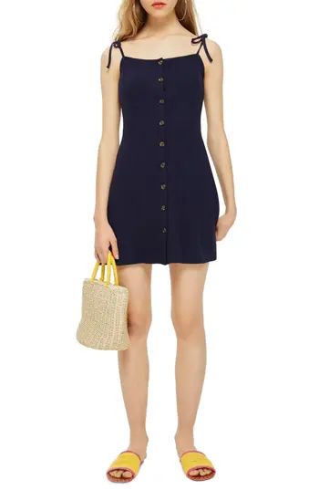 Women's Topshop Button Down Rib Minidress, Size 10 US (fits like 10-12) - Blue | Nordstrom