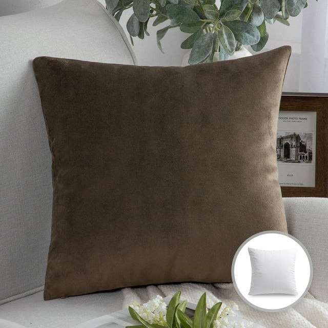Phantoscope Soft Silky Velvet Series Decorative Throw Pillow, 18" x 18", Dark Coffee, 1 Pack | Walmart (US)