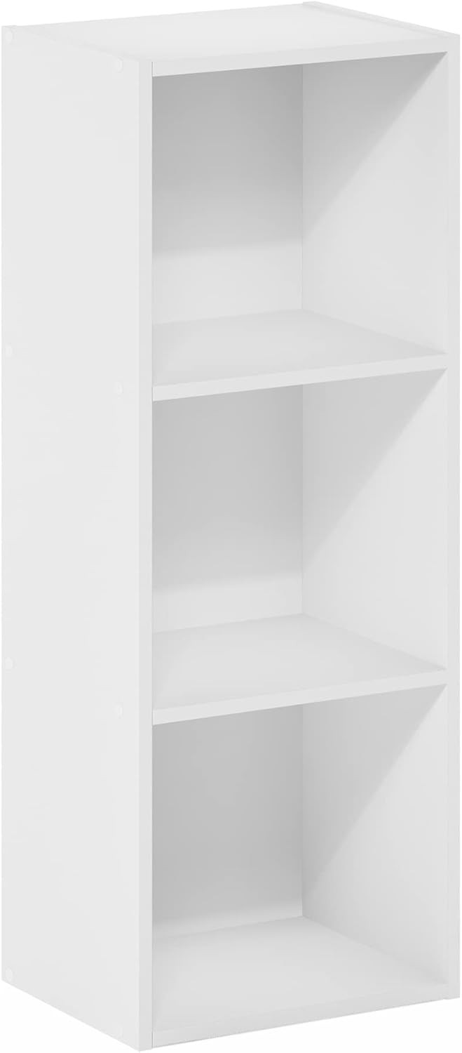 Furinno Pasir 3-Tier No Tool Assembly Open Shelf Bookcase, White | Amazon (US)