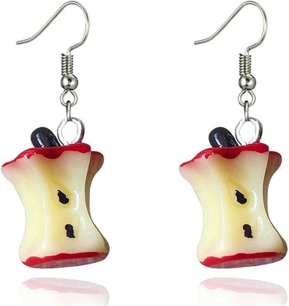 MALOYANVE Fruit Earrings Resin Funny Lightweight Statement 3D Lifelike Red Heart Half Core Dangle... | Amazon (US)