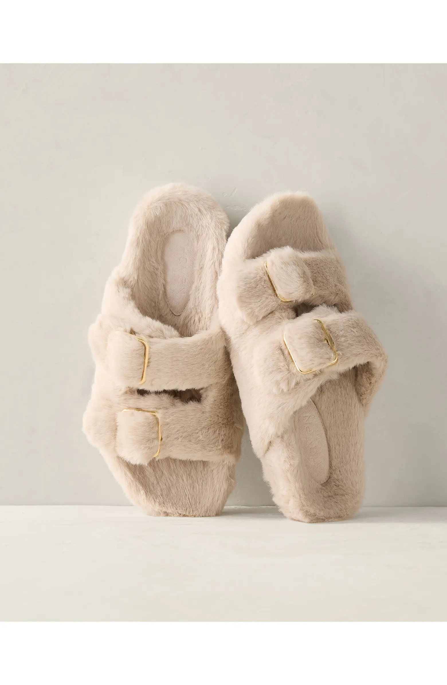 Faux Fur Buckle Molded Slipper | Nordstrom