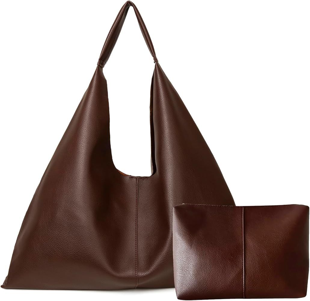 Leather Tote Bag, Oversized Hobo Bags, Large Tote Bag for Women Work, Vegan Leather Handbags Trav... | Amazon (US)