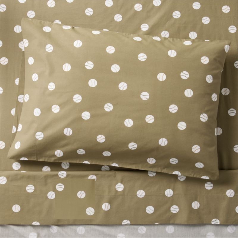 Modern Baseball Organic Cotton Kids Twin Sheet Set | Crate & Kids | Crate & Barrel