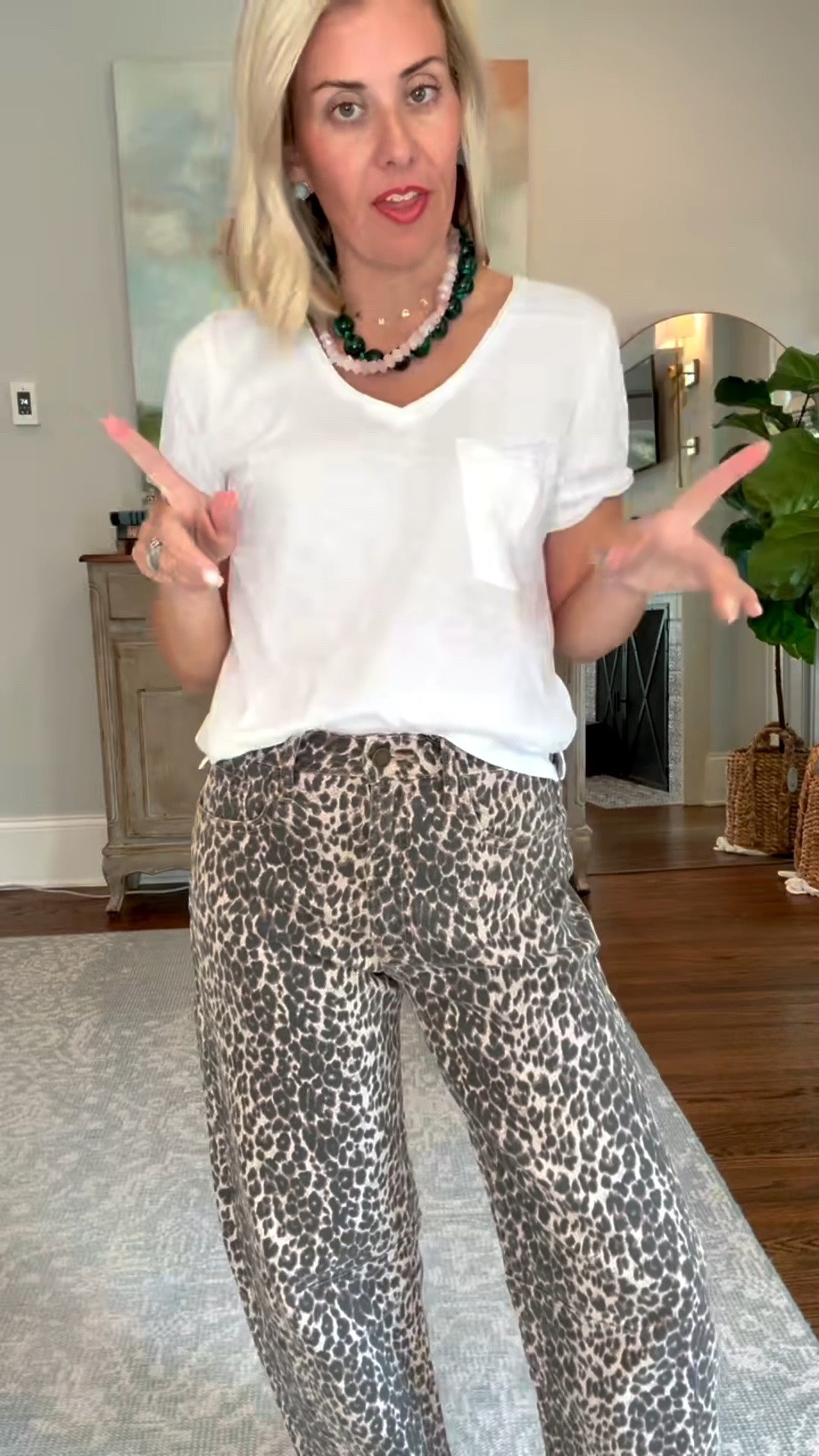 Looks I’ve been loving lately! 
Sizing:
White tee - xs
Leopard jeans - 25 (size down)
Cardigan & shorts - xs
Green stripe dress - small
Cropped blouse - small
Jeans - 26P
Geo Mini dress - xs 
Crosby dress - xxs
Spanx tee & sweater - xs 
Wide Leg Pants - small petite
CODES: 
Allie + Bess - Catherine20
Erin McDermott - mixandmatch 25% off

#LTKdayinmylife #LTKootd #LTKmomlife