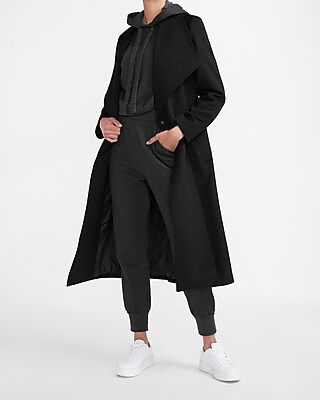 Wool-Blend Belted Shawl Collar Wrap Coat | Express