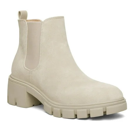 Pennysue Women s Beige Platform Chelsea Boots Ankle Boots Size 9.5 | Walmart (US)
