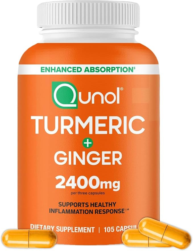 Qunol Turmeric Curcumin with Black Pepper & Ginger, 2400mg Turmeric Extract with 95% Curcuminoids... | Amazon (US)