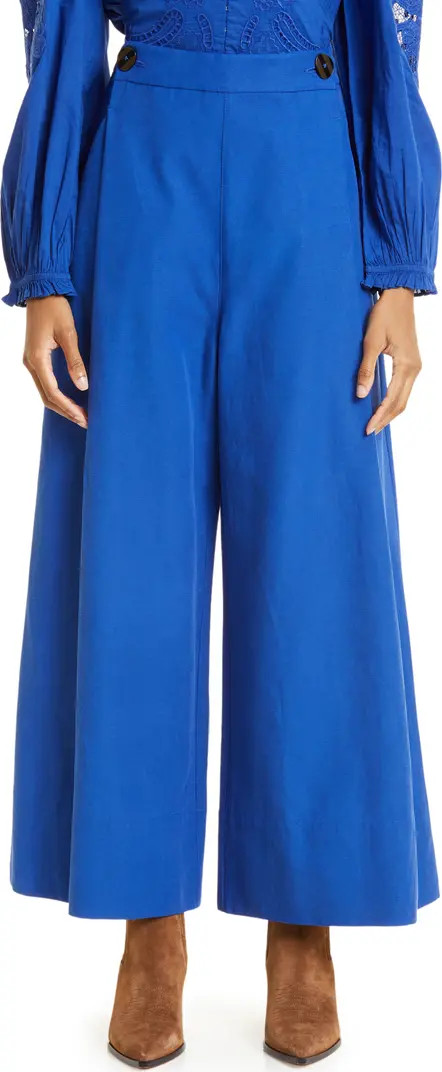 FARM Rio Blue Wide Leg Cotton Blend Pants | Nordstrom | Nordstrom