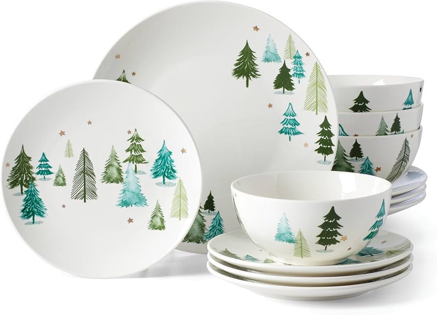 Lenox 893565 Balsam Lane 12-Piece Dinnerware Set Green | Amazon (US)