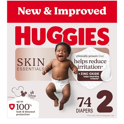 Huggies Size 2 Diapers, Skin Essentials Baby Diapers, Size 2 (12-18 lbs), 74 Count, Packaging May Vary | Amazon (US)