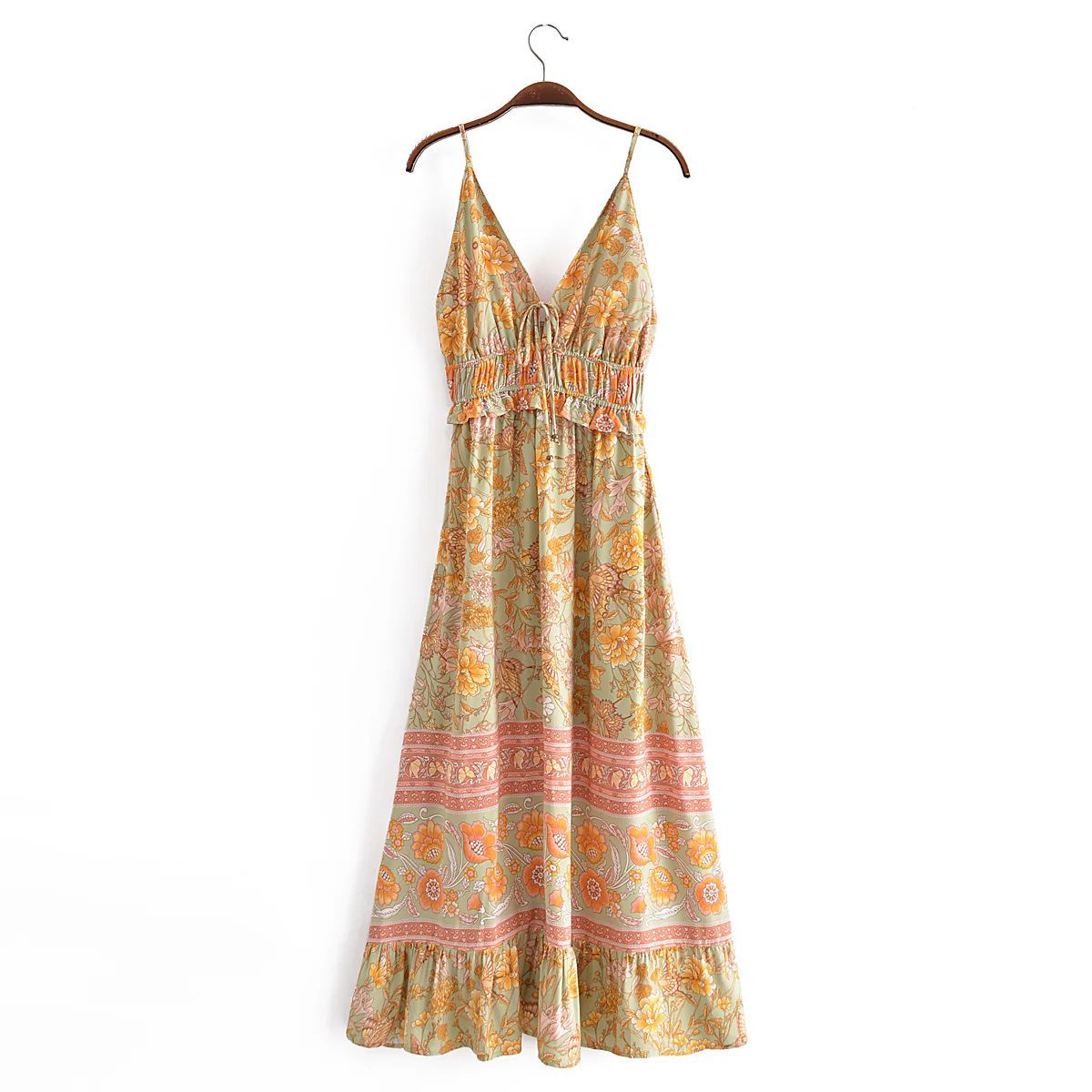 Spring Rayon Floral Flounce Tassel Dress #168976 | Goodnight Macaroon