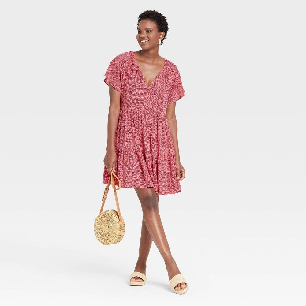 Women's Short Sleeve Shift Dress - Knox Rose Red Polka Dot M | Target