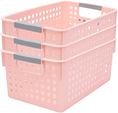 AYVANBER Large Plastic Storage Basket Portable Organizer Box Refrigerator Storage Bins Desktop St... | Amazon (UK)