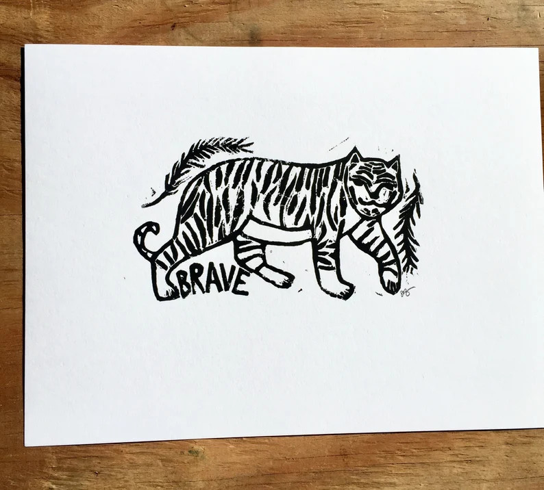 tiger - brave - spirit animal - 9”x12”  wall art | Etsy (US)
