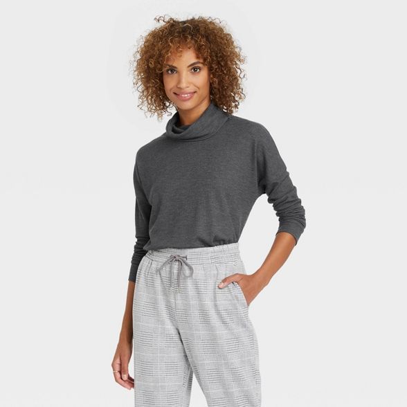 Women's Long Sleeve Turtleneck Waffle T-Shirt - A New Day™ | Target