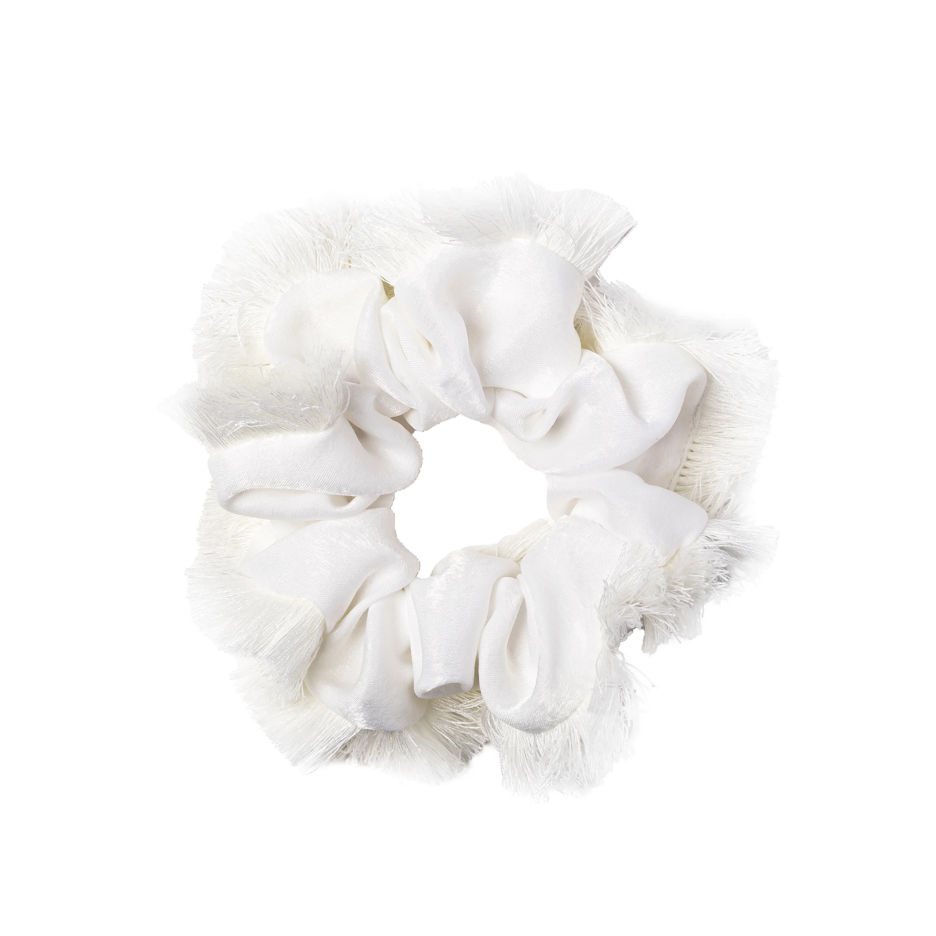 HAIRITAGE BY MINDY Take Me To The Beach Fringe Edge Hair Scrunchie & Ponytail Holder, White | Walmart (US)
