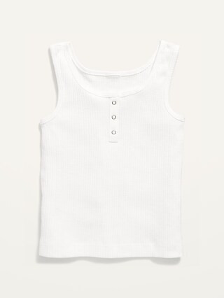 Cropped Rib-Knit Henley Tank Top for Girls | Old Navy (US)