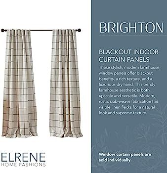 Elrene Home Fashions Brighton Windowpane Plaid Blackout Window Curtain, Living Room and Bedroom D... | Amazon (US)