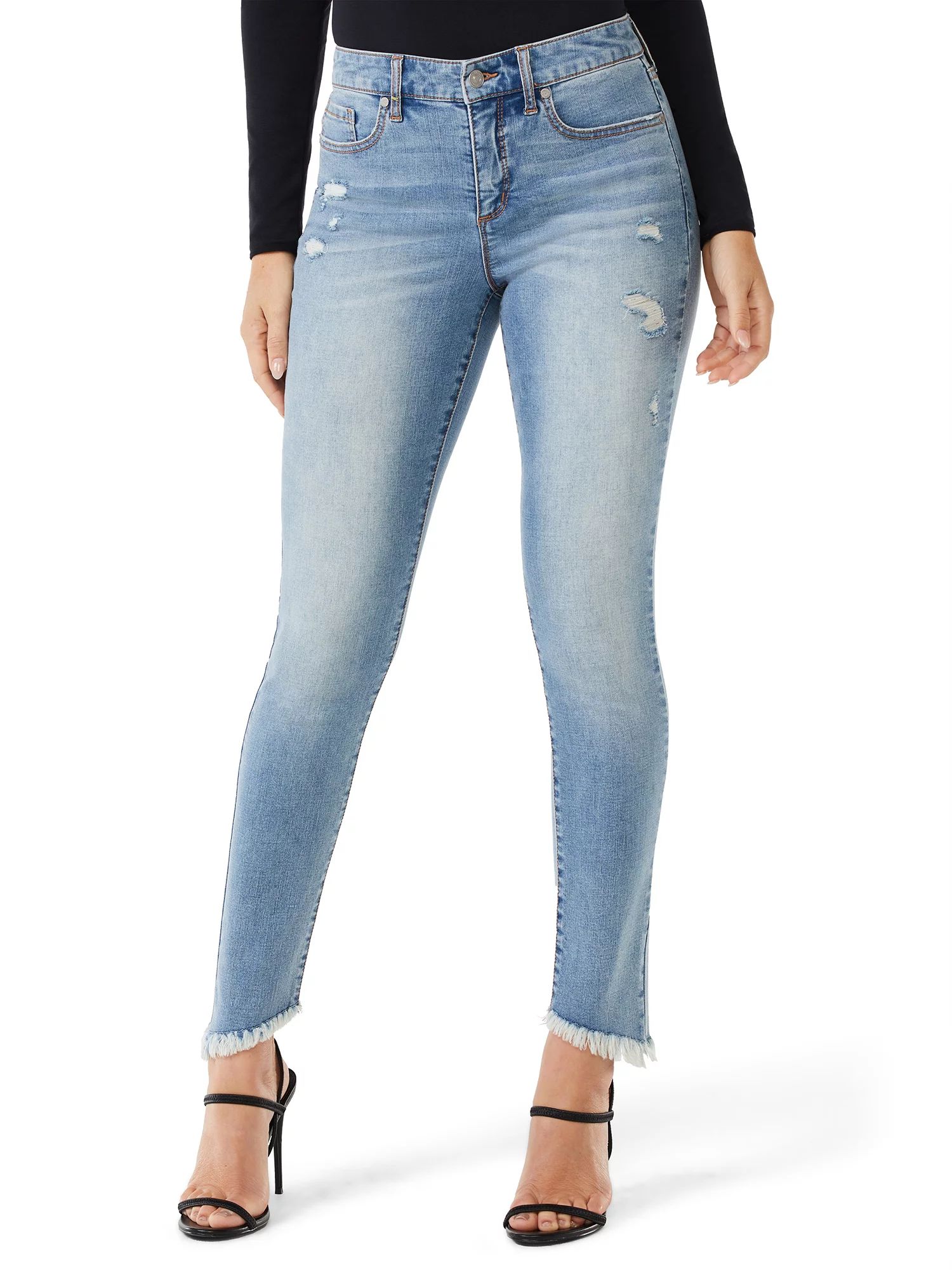 Sofia Jeans by Sofia Vergara Women's Rosa High-Rise Curvy Ankle Jeans with Fringe Hem | Walmart (US)