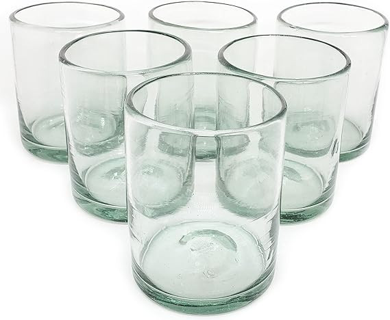 Clear Blown 10 oz Tumbler Glasses, set of 6, Mexican Handmade Glassware, Recycled Glass, Lead & T... | Amazon (US)