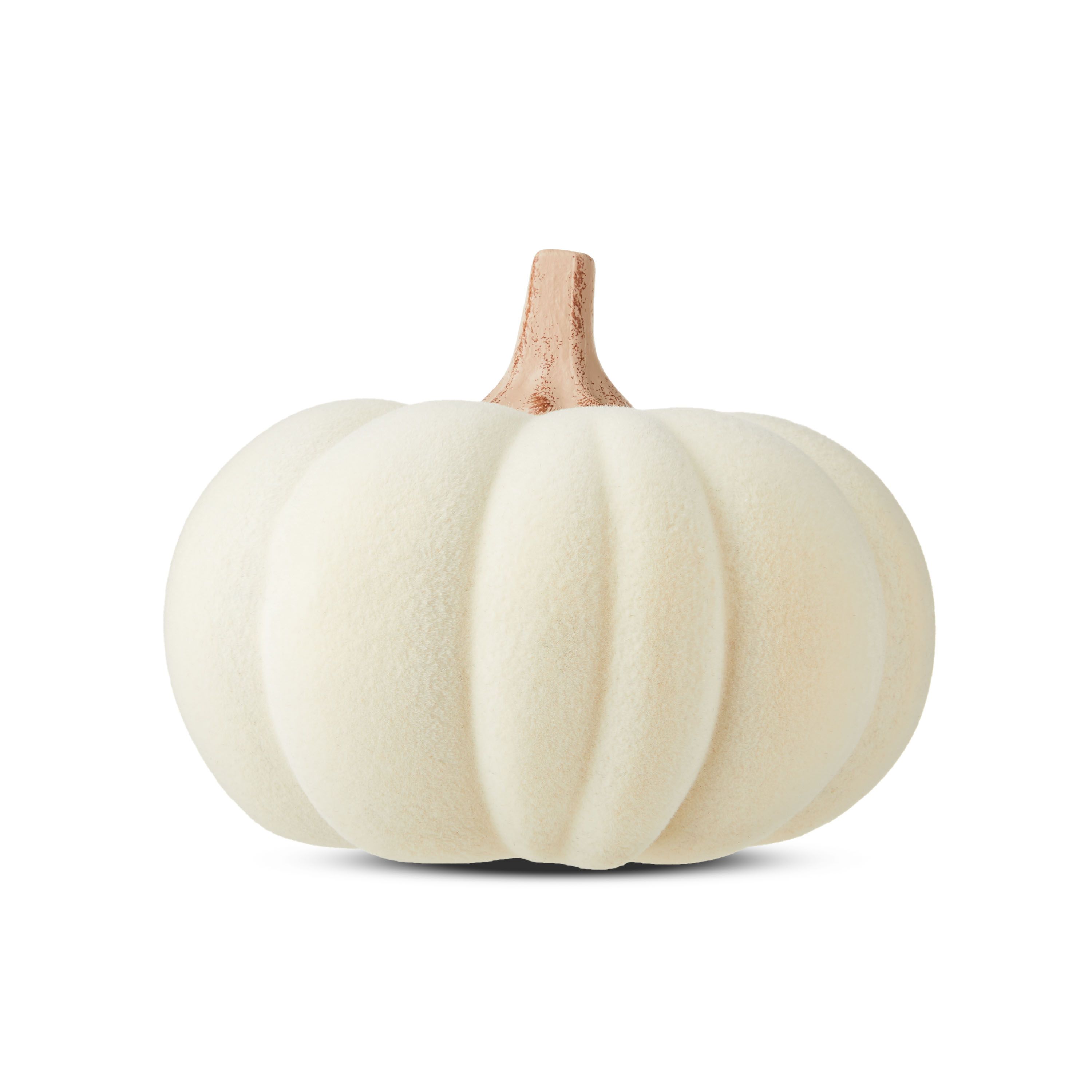 Harvest Cream Flocked Resin Pumpkin Decoration, 9 in, by Way To Celebrate - Walmart.com | Walmart (US)