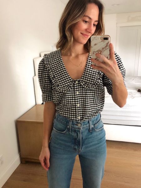 Truly the most amazing top. Flannel so it’s EXTRA soft, fun collar, puff sleeve, gingham…add it to your cart I promise you will LOVE it.😍🙌 40% off site-wide at Madewell!🎁👏✨

#LTKunder100 #LTKsalealert #LTKHoliday