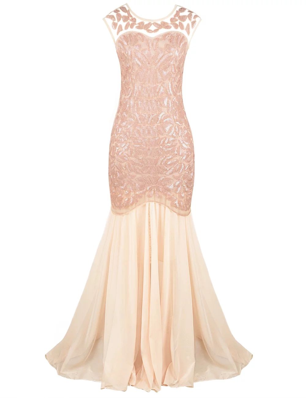 PrettyGuide Women's 1920s Vintage Sequin Dress Gatsby Flapper Formal Summer O Neck Glitter Long M... | Walmart (US)