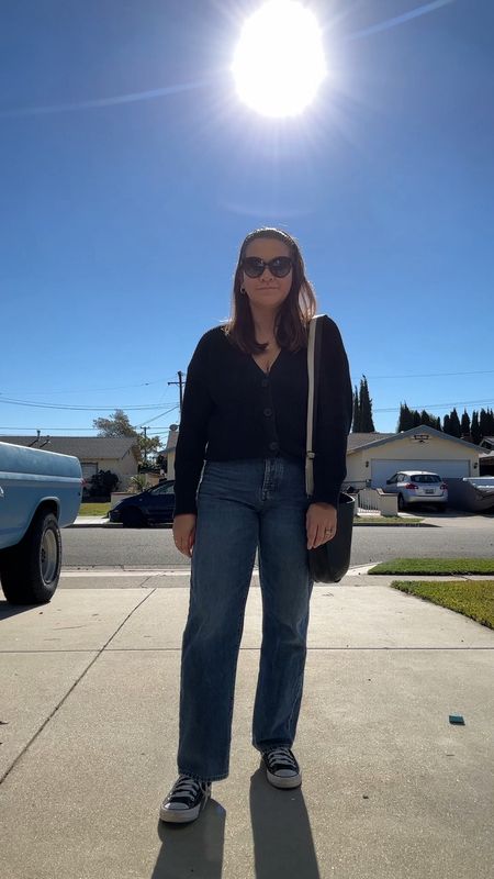 Mom Outfit of the Day: 

cardigan: old navy 
Jeans: madewell 
Shoes: converse 
Sunglasses: Chloe (on sale at Nordstrom rack like a year ago) 
Bag: madewell 
Necklace: Monica Vinader 
Earrings: Gorjana 
Rings: Monica Vinader, Madewell, and Made by Mary 


#LTKfindsunder100 #LTKshoecrush #LTKstyletip