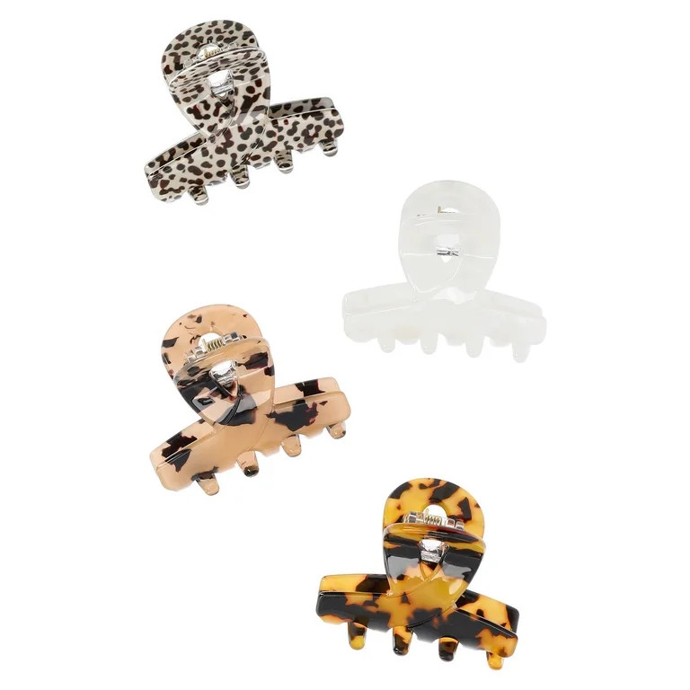 Time and Tru Women's Mini Hair Claw Clips, 4-Pack | Walmart (US)