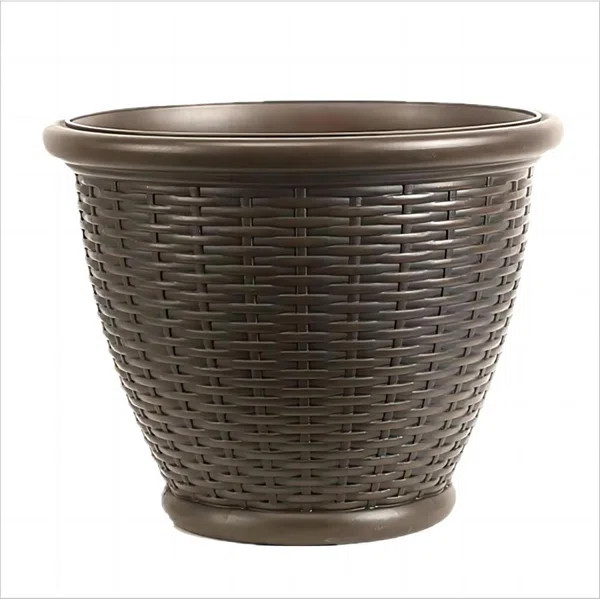 Genice Rattan Weave Pattern Plastic Pot Planter (Set of 2) | Wayfair North America