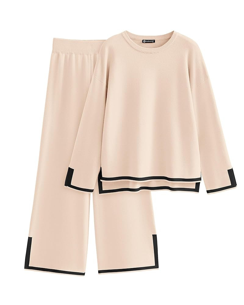 PRETTYGARDEN Women's 2 Piece Fall Knit Sweater Set Long Sleeve Tops Wide Leg Pants Sweatsuit Trac... | Amazon (US)