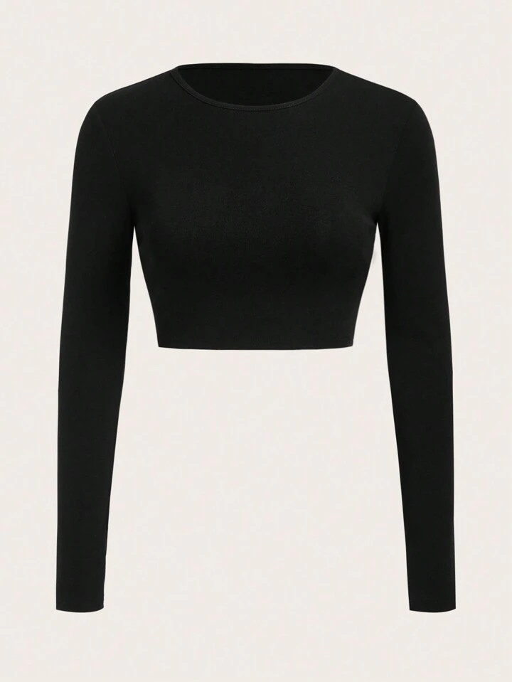 SHEIN BASICS Cotton Solid Fitted Crop Top | SHEIN