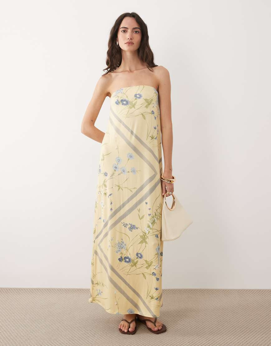 ASOS DESIGN bandeau maxi dress in floral print-Multi | ASOS (Global)