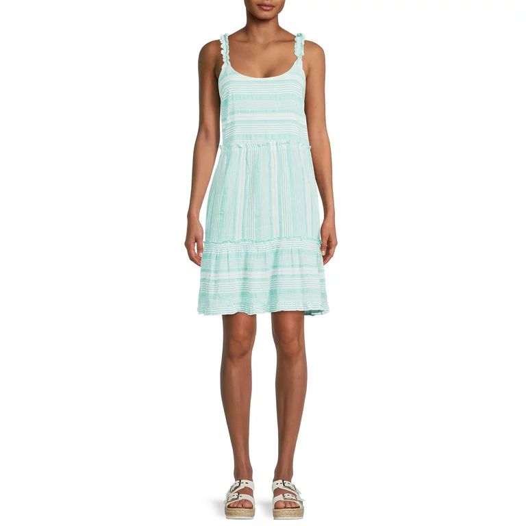 Time and Tru Women's Sleeveless Short Stripe Dress | Walmart (US)