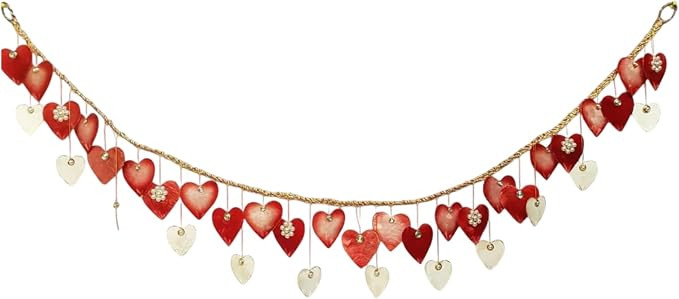 Holiday Tree 5' Jeweled Hearts Capiz Garland (Red) – Handcrafted Valentine Garland for Elegant ... | Amazon (US)