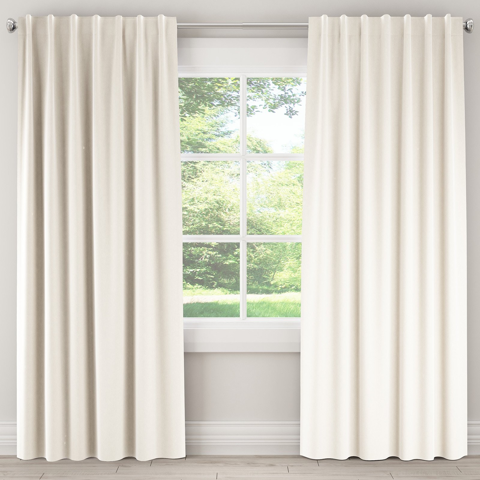 Skyline Furniture Velvet Single Panel Rod Pocket Tab Blackout Curtain Velvet Antique White | Hayneedle