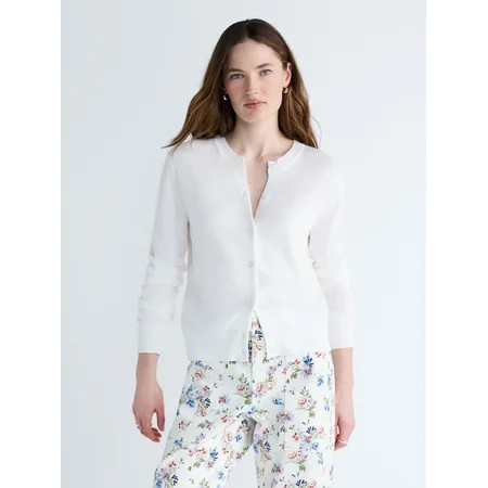 Free Assembly Women's Classic Cardigan Sweater with Long Sleeves, Lightweight, Sizes XS-4X | Walmart (US)
