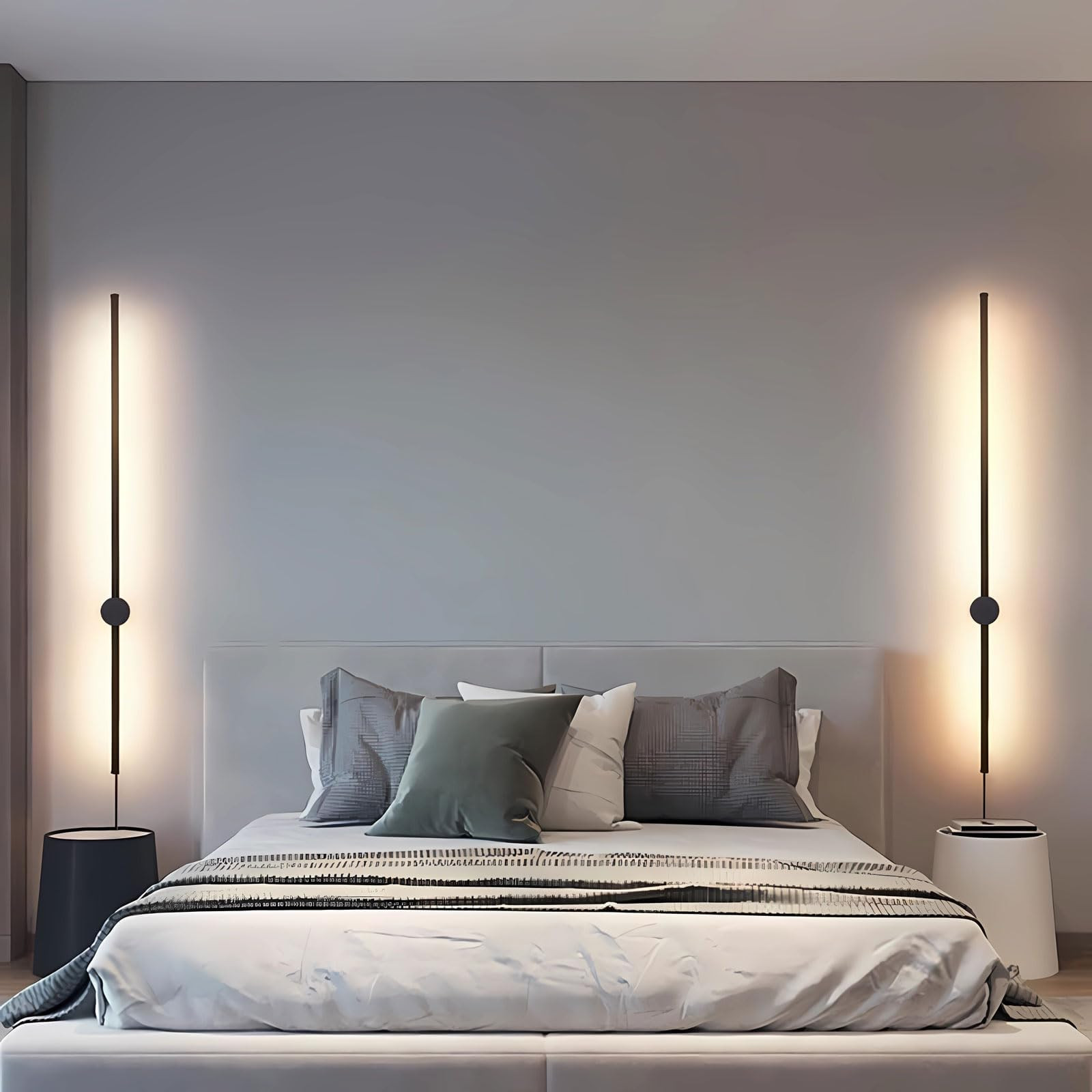 Battery Operated Wall Sconces Set of Two, USB Rechargeable Wall Lights with Remote Control, Dimmable LED Wall Lamp Indoor, 360° Rotation Wireless Lights for Living Room Bedroom Hallway, Black, 40 inch | Amazon (US)