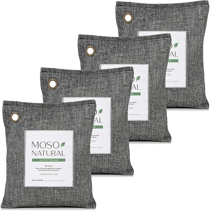 Moso Natural Air Purifying Bag 200g (4 Pack) | Premium Bamboo Charcoal Odor Absorber for Home & C... | Amazon (US)
